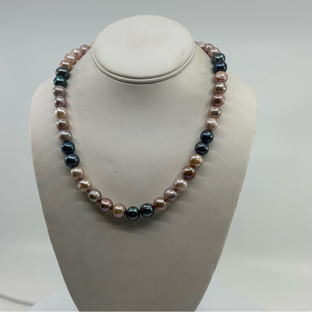 N004  New Pink & Black Pearl Handmade Necklace Transformer